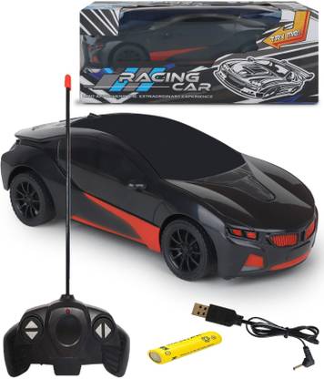 CADDLE & TOES Remote Control Toy Car Electric Chargeable 3D Lightning (Black)  (Black)